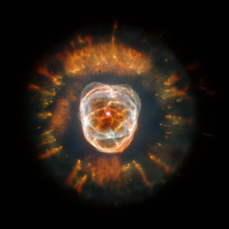 discovered by william herschel in 1787, this planetary nebula is approx 5000 light years away and is the remains of a star that exploded 10,000 years ago.